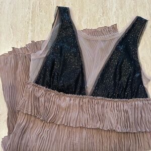BCBGMaxAzria Black and Tan Dress with black sequin top